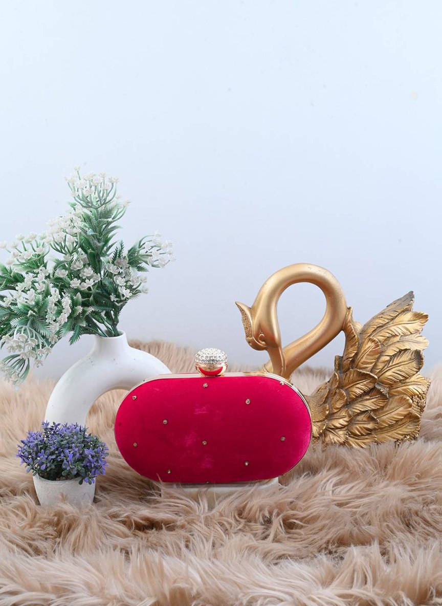 The Empress Bird — Hand-Embroidered Zardozi Pink Velvet Oval Clutch
