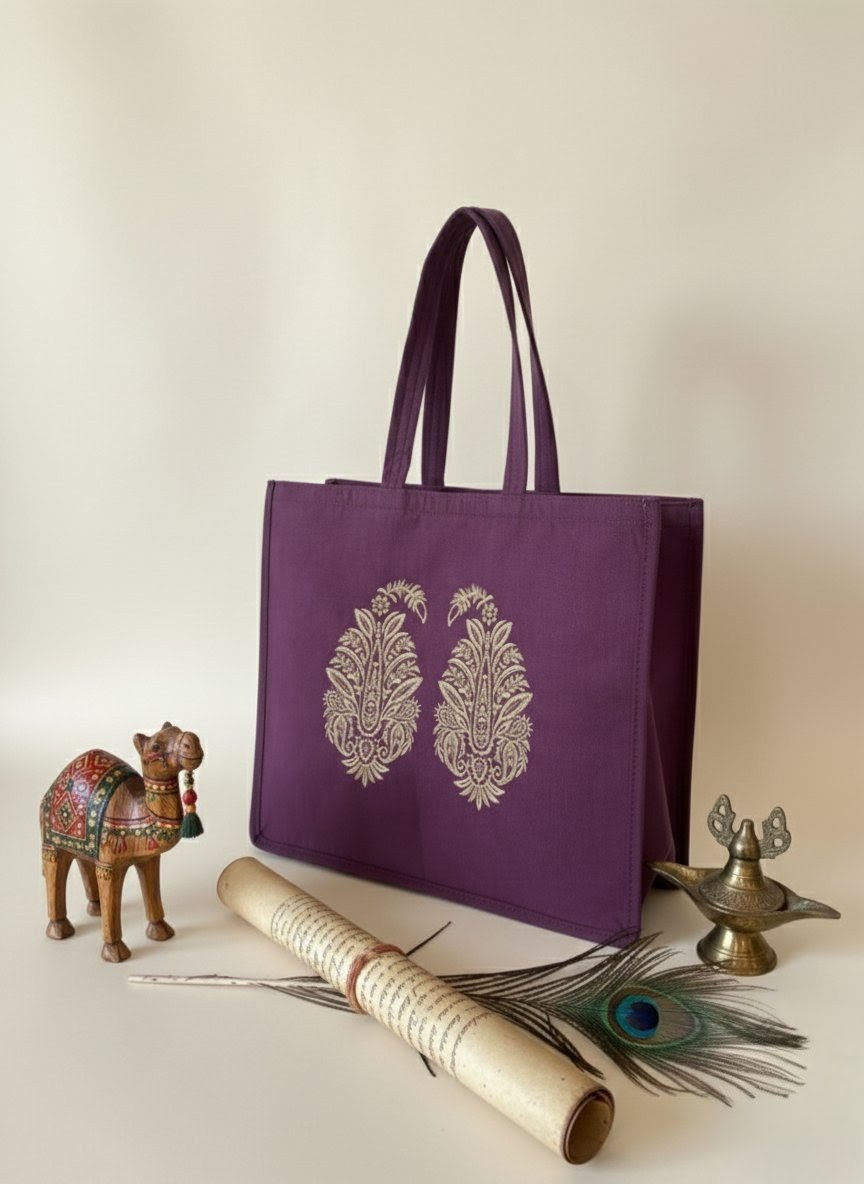 Purple tote bag