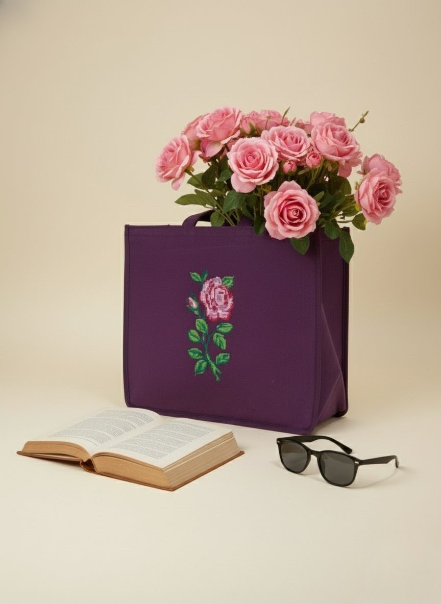 Purple tote bag
